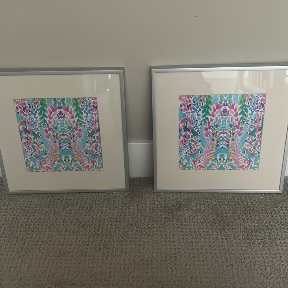 Lilly Pulitzer 7x7 Wall Decor With Mat. Frames included.